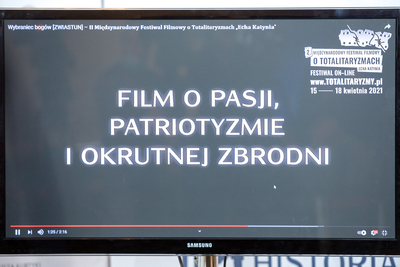 Konferencja prasowa na temat II Międzynarodowego Festiwalu Filmowego o Totalitaryzmach „Echa Katynia” – 13 kwietnia 2021. Fot. Sławek Kasper (IPN)