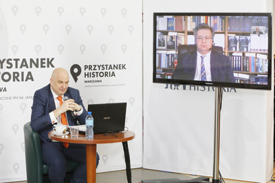 Dyskusja online z cyklu „Polityczne i prawne dylematy polskiej polityki zagranicznej w latach 1918–1945” – 26 kwietnia 2021. Fot. Piotr Życieński (IPN)
