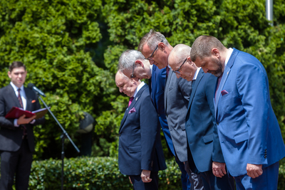 Uroczyste odsłonięcie pomnika Jana Rodowicza „Anody” na dziedzińcu Ministerstwa Sprawiedliwości w Warszawie – 24 czerwca 2021. Fot. Sławek Kasper (IPN)