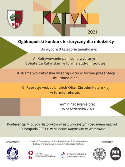 „Katyń 2021” – konkurs historyczny dla młodzieży