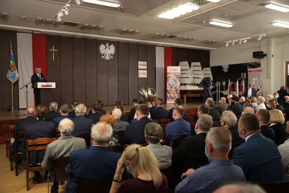Oficjalne uroczystości 41. rocznicy powstania „Solidarności” w Sali BHP w Gdańsku – 31 sierpnia 2021. Fot. Mikołaj Bujak (IPN)
