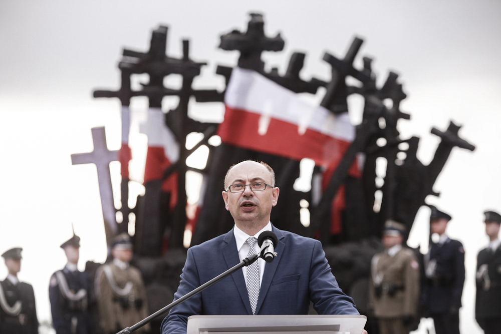 Dr Mateusz Szpytma, zastępca prezesa IPN, podczas uroczystości w 82. rocznicę agresji ZSRS na Polskę – Warszawa, 17 września 2021. Fot. Sławek Kasper (IPN)