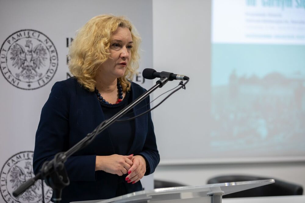 Beata Białowąs – wicemarszałek woj. śląskiego. Otwarcie wystawy „Rok 1921 na Górnym Śląsku“ – Katowice, 20 października 2021. Fot. Mikołaj Bujak (IPN)