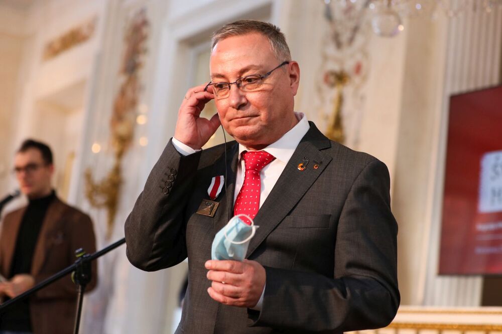 Gilles Lapers (Belgia) podczas wręczenia nagród „Świadek Historii” osobom i organizacjom spoza Polski – Warszawa, 27 października 2021. Fot. Mikołaj Bujak (IPN)