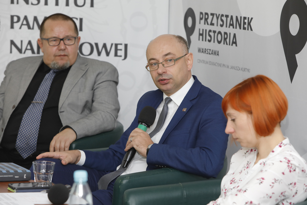 Dyskusja „Śmierć za ratowanie życia. Dekret o karaniu Żydów opuszczających getto i Polaków im pomagających” – 17 listopada 2021. Fot. Piotr Życieński (IPN)