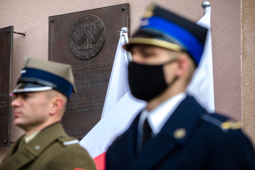 40. rocznica strajku okupacyjnego w Wyższej Oficerskiej Szkole Pożarniczej – Warszawa, 28 listopada 2021. Fot. Sławek Kasper (IPN)