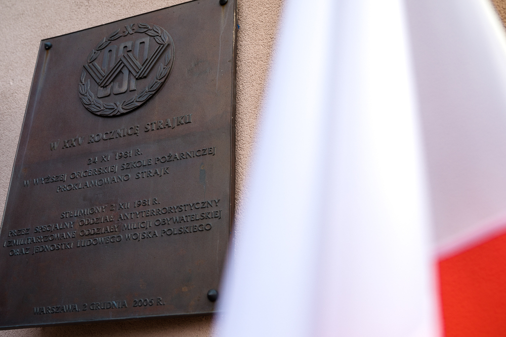 40. rocznica strajku okupacyjnego w Wyższej Oficerskiej Szkole Pożarniczej – Warszawa, 28 listopada 2021. Fot. Sławek Kasper (IPN)