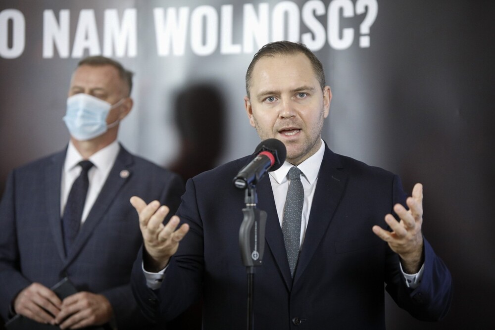 Konferencja prasowa prezesa IPN dotycząca obchodów 40. rocznicy wprowadzenia stanu wojennego w Polsce – 10 grudnia 2021. Fot. Sławek Kasper (IPN)