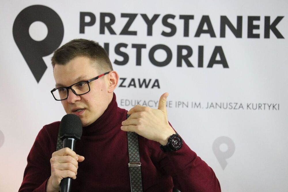 Paweł Sztama (BBH IPN) podczas promocji książki „»Polski kryzys« 1980–1981 w dokumentach dyplomacji czechosłowackiej” – Warszawa, 19 stycznia 2022. Fot. Aleksandra Wierzchowska (IPN)