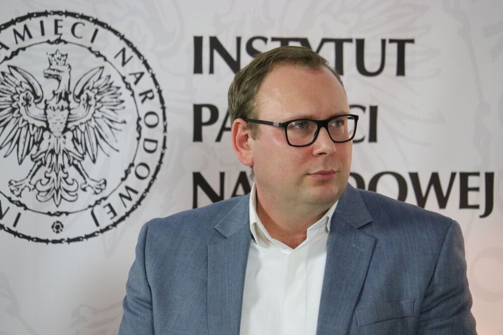 Dr Przemysław Gasztold (BBH IPN) podczas promocji książki „»Polski kryzys« 1980–1981 w dokumentach dyplomacji czechosłowackiej” – Warszawa, 19 stycznia 2022. Fot. Aleksandra Wierzchowska (IPN)