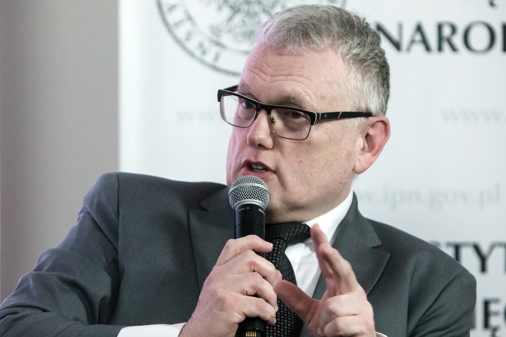 Prof. dr hab. Andrzej Gil (KUL) podczas  dyskusji o książce „Kościół i państwo na Kresach Południowo-Wschodnich II Rzeczypospolitej” – 26 stycznia 2022. Fot. Sławek Kasper (IPN)