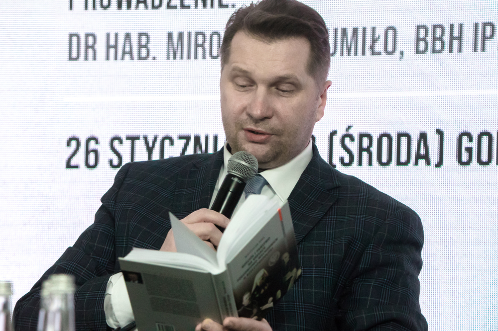 Minister Edukacji i Nauki dr hab. Przemysław Czarnek podczas  dyskusji o książce „Kościół i państwo na Kresach Południowo-Wschodnich II Rzeczypospolitej” – 26 stycznia 2022. Fot. Sławek Kasper (IPN)