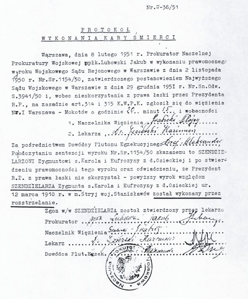 Protokół wykonania kary śmierci na Zygmuncie Szendzielarzu (BU_3425_76_0012)