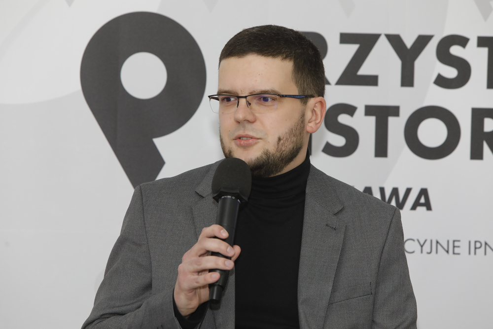 Dr Marcin Jurek, autor książki „W polskiej Wandei. Komunistyczna Partia Polski w województwie poznańskim w czasach II Rzeczypospolitej” – Warszawa, 9 lutego 2022. Fot. Piotr Życieński (IPN)