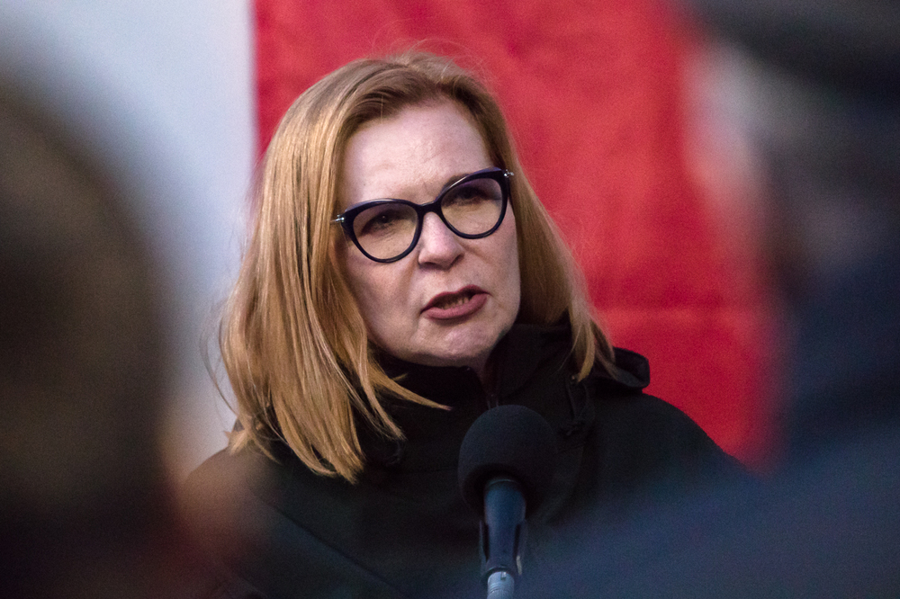 Wicemarszałek Sejmu Małgorzata Gosiewska. Uroczystość przed Willą Jasny Dom – Warszawa, 25 lutego 2022. Fot. Sławek Kasper (IPN)