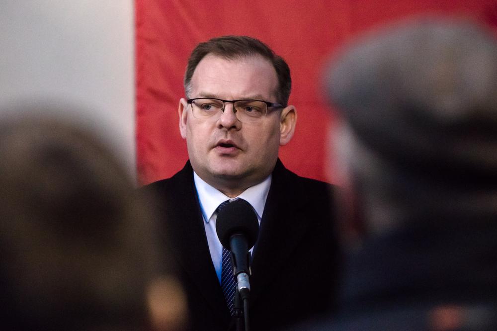 Jan Józef Kasprzyk, szef Urzędu do Spraw Kombatantów i Osób Represjonowanych. Uroczystość przed Willą Jasny Dom – Warszawa, 25 lutego 2022. Fot. Sławek Kasper (IPN)