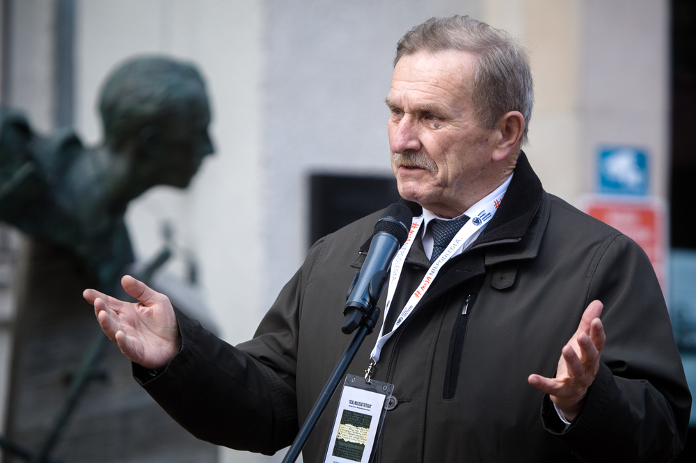 Wojciech Koba, syn kpt. Władysława Koby podczas otwarcia wystawy „Ocal naszego Tatusia! Listy dzieci Żołnierzy Wyklętych do Bolesława Bieruta” – Warszawa, 26 lutego 2022