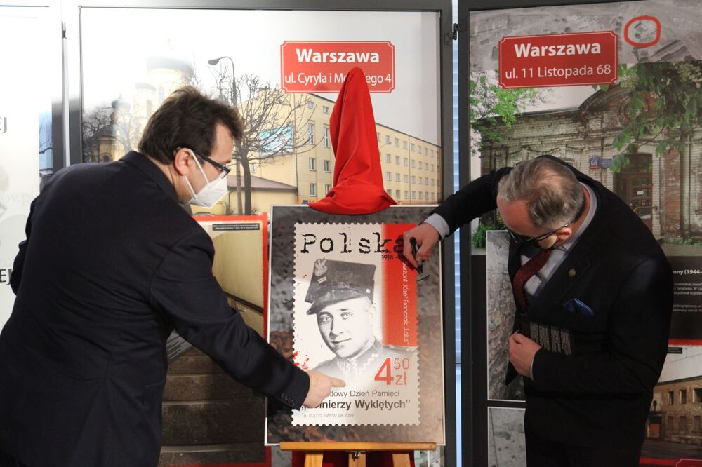 Prezentacja znaczka pocztowego upamiętniającego  Józefa Franczaka „Lalusia” – Warszawa, 1 marca 2022. Fot. Adrianna Garnik (IPN)