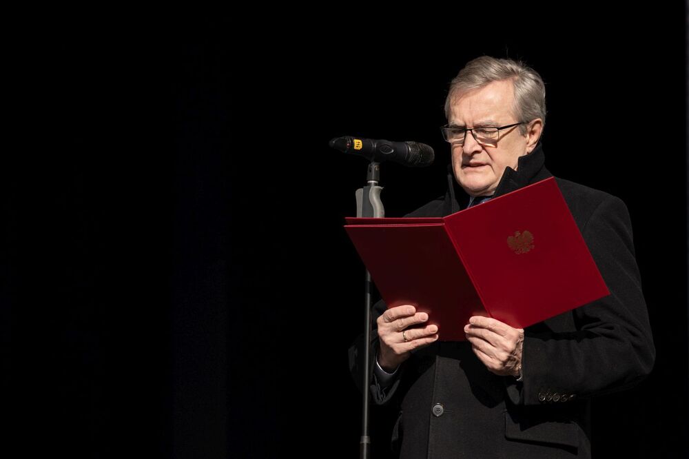 Prof. Piotr Gliński, wicepremier i minister kultury i dziedzictwa narodowego – Ostrołęka, 1 marca 2022. Fot. Mikołaj Bujak (IPN)