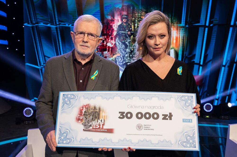 Agnieszka Wagner i Cezary Morawski – zwycięzcy Wielkiego Testu o bohaterach polskiego podziemia – 2 marca 2022. Fot. Mikołaj Bujak (IPN)