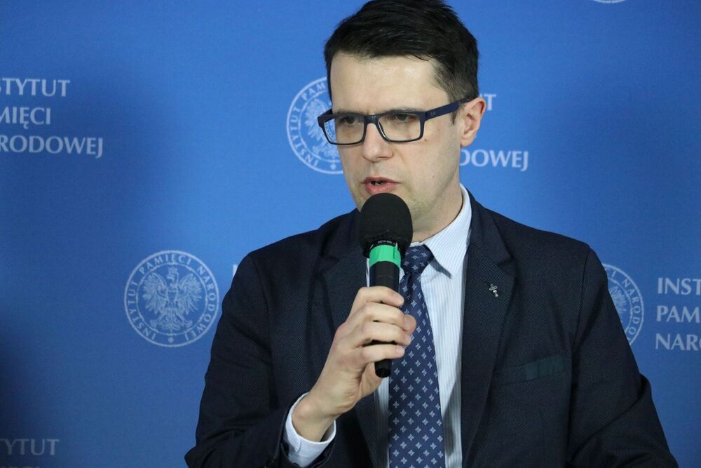 Dr Rafał Kościański. Dyskusja o książce „Aparat bezpieczeństwa w województwie poznańskim 1945–1956” – Warszawa, 8 marca 2022. Fot. Aleksandra Wierzchowska (IPN)