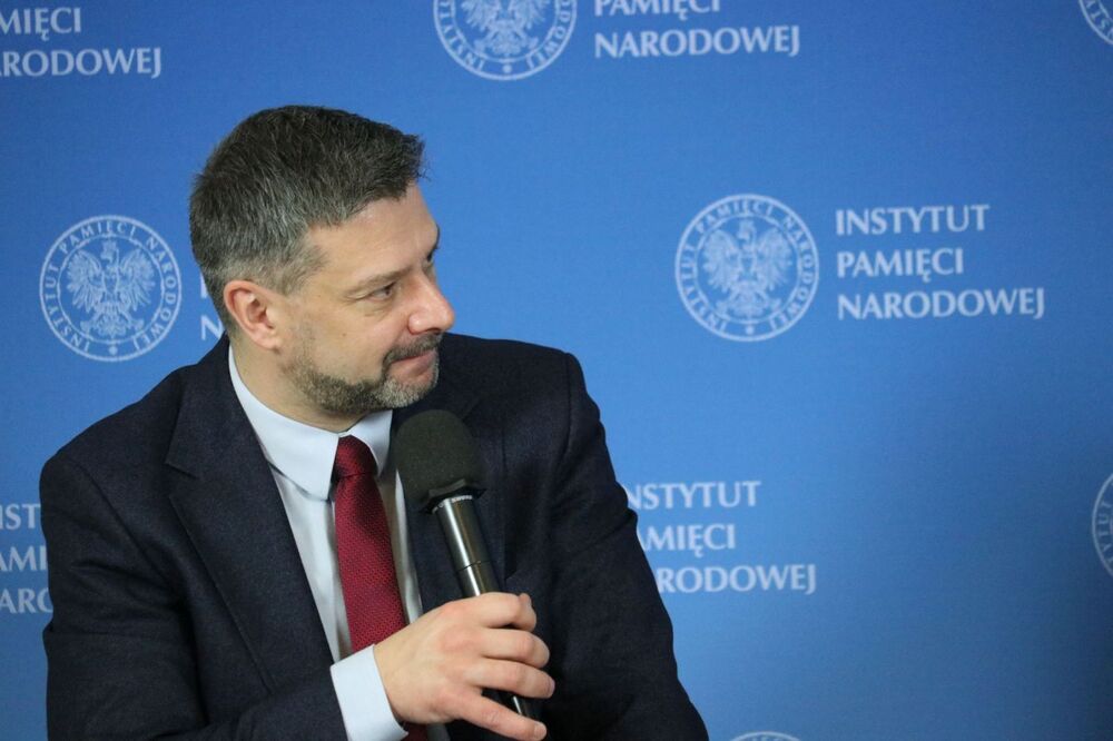 Dr hab. Filip Musiał. Dyskusja „Aktion Reinhardt” w ramach cyklu „Między mitem a rzeczywistością – najważniejsze wydarzenia XX wieku” – 9 marca 2022. Fot. Aleksandra Wierzchowska (IPN)