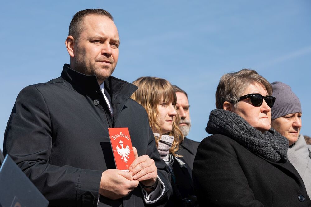 Dr Karol Nawrocki, prezes IPN. Uroczystość oznaczenia grobu powstańca śląskiego Wilhelma Marca znakiem pamięci „Tobie Polsko” – Mysłowice, 12 marca 2022. Fot. Mikołaj Bujak (IPN)