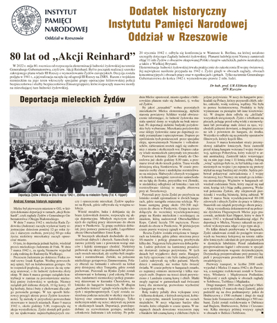Dodatek historyczny Oddziału IPN w Rzeszowie „80 lat od »Akcji Reinhard«”