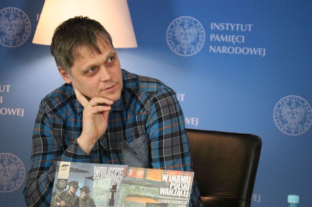 Sławomir Zajączkowski. Prezentacja komiksów o podziemiu niepodległościowym oraz warsztaty komiksowe – 22 marca 2022. Fot. Aleksandra Wierzchowska (IPN)