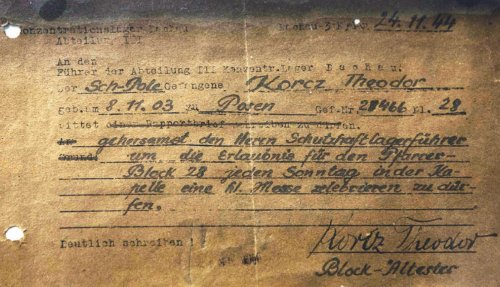 Prośba ks. Teodora Korcza o zezwolenie na odprawianie mszy św.