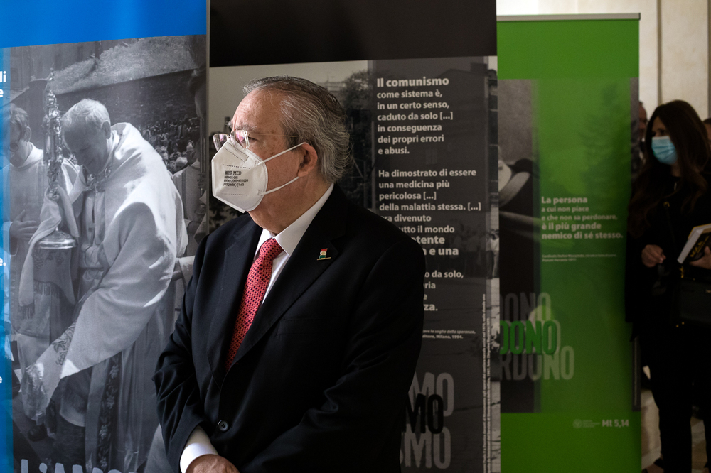 Wystawa „Wyszyńskiego i Wojtyły gramatyka życia” na Papieskim Uniwersytecie św. Krzyża – Rzym, 20 maja 2022. Fot. Sławek Kasper (IPN)