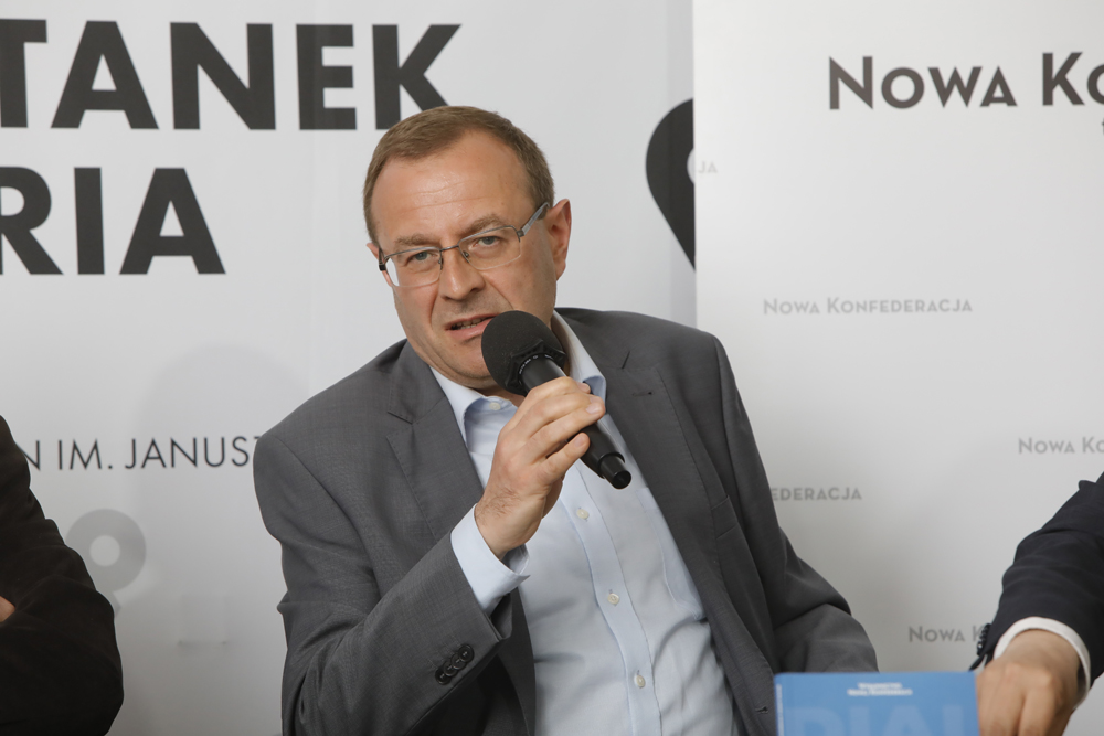 Prof. Antoni Dudek. Debata wokół książki „O dwóch takich, co podzieliły Polskę” – Warszawa, 31 maja 2022. Fot. Piotr Życieński (IPN)