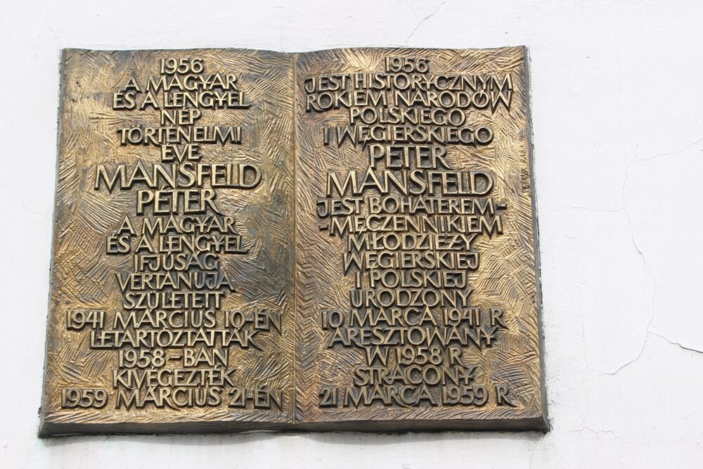 Tablica pamiątkowa w Poznaniu na ulicy Petera Mansfelda