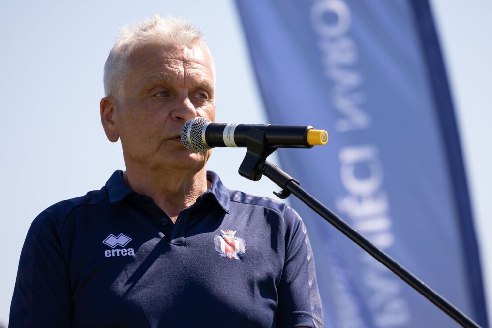 Władysław Barwiński, prezes Gedanii, 1922 podczas konferencji prasowej w związku ze stuleciem KS Gedania – Gdańsk, 27 czerwca 2022. Fot. Mikołaj Bujak (IPN)