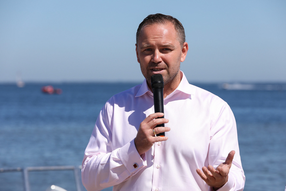 Dr Karol Nawrocki podczas otwarcia regat im. gen. Mariusza Zaruskiego – Rewa, 3 lipca 2022. Fot. Mikołaj Bujak (IPN)