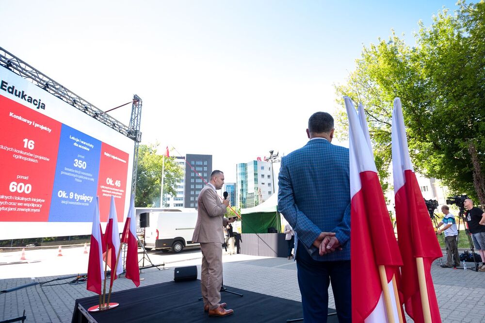 Konferencja prasowa prezesa Instytutu Pamięci Narodowej dr. Karola Nawrockiego prezentująca dokonania IPN – Warszawa, 20 lipca 2022. Fot. Sławek Kasper (IPN)