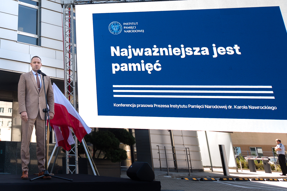Konferencja prasowa prezesa Instytutu Pamięci Narodowej dr. Karola Nawrockiego prezentująca dokonania IPN – Warszawa, 20 lipca 2022. Fot. Sławek Kasper (IPN)