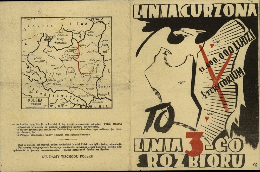 Wydana przez polskie środowiska niepodległościowe i legalistyczne ulotka informująca o zgubnych dla Polski skutkach siłowej zmiany przez sowietów Traktatu Ryskiego i narzucenia Polsce jej wschodniej granicy na linii Curzona. Z zasobu IPN