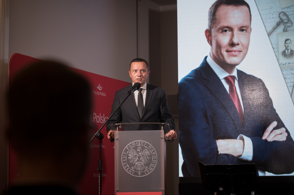 Tomasz Zdzikot, prezes zarządu Poczty Polskiej. Prezentacja drugiego tomu albumu o pocztowcach w powstaniu warszawskim – Warszawa, 5 sierpnia 2022. Fot. Sławek Kasper (IPN)