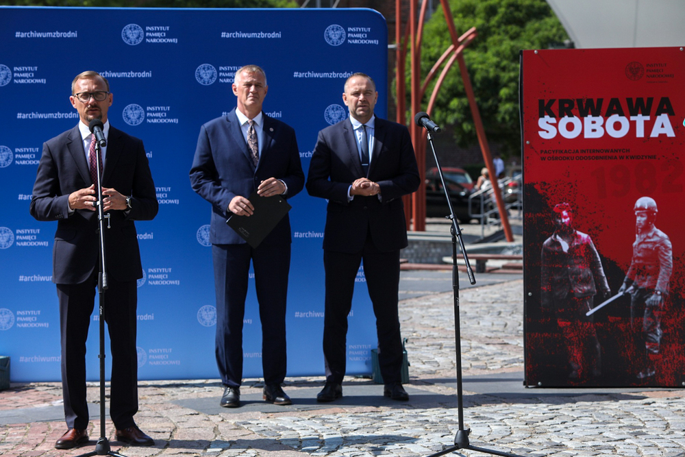 Konferencja prasowa prezesa IPN otwierająca projekt #archiwumzbrodni – Kwidzyn, 14 sierpnia 2022. Fot. Sławek Kasper (IPN)