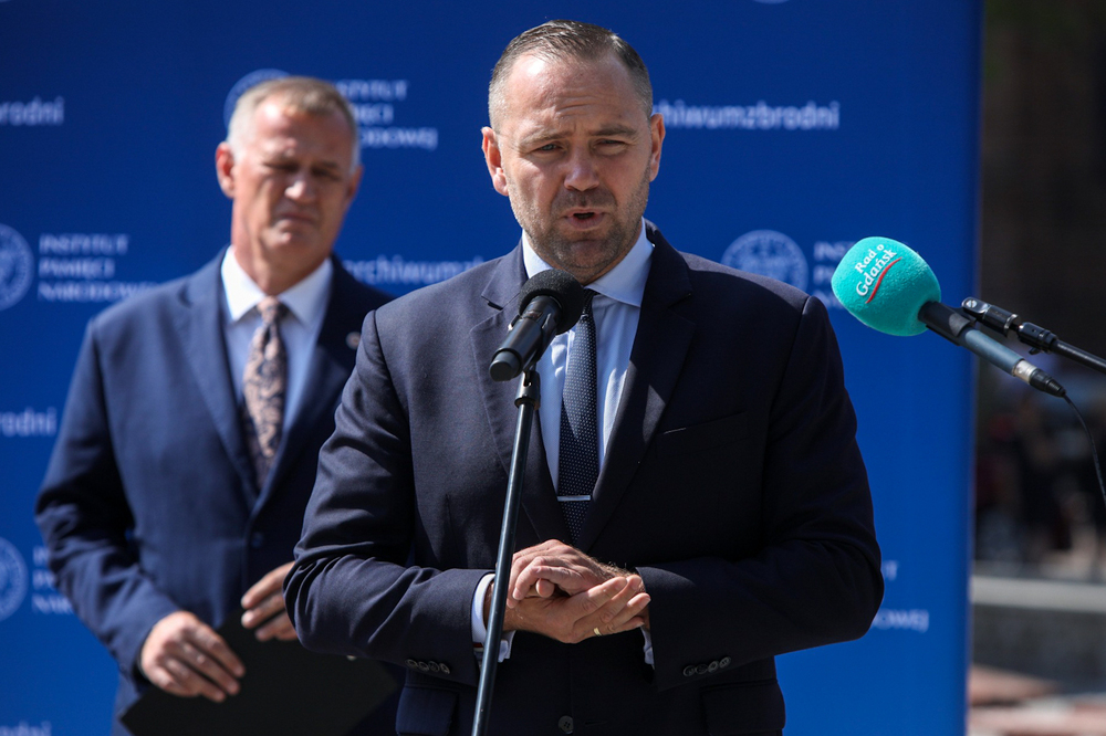 Dr Karol Nawrocki. Konferencja prasowa prezesa IPN otwierająca projekt #archiwumzbrodni – Kwidzyn, 14 sierpnia 2022. Fot. Sławek Kasper (IPN)