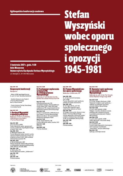 Ogólnopolska konferencja naukowa „Stefan Wyszyński wobec oporu społecznego i opozycji 1945–1981”