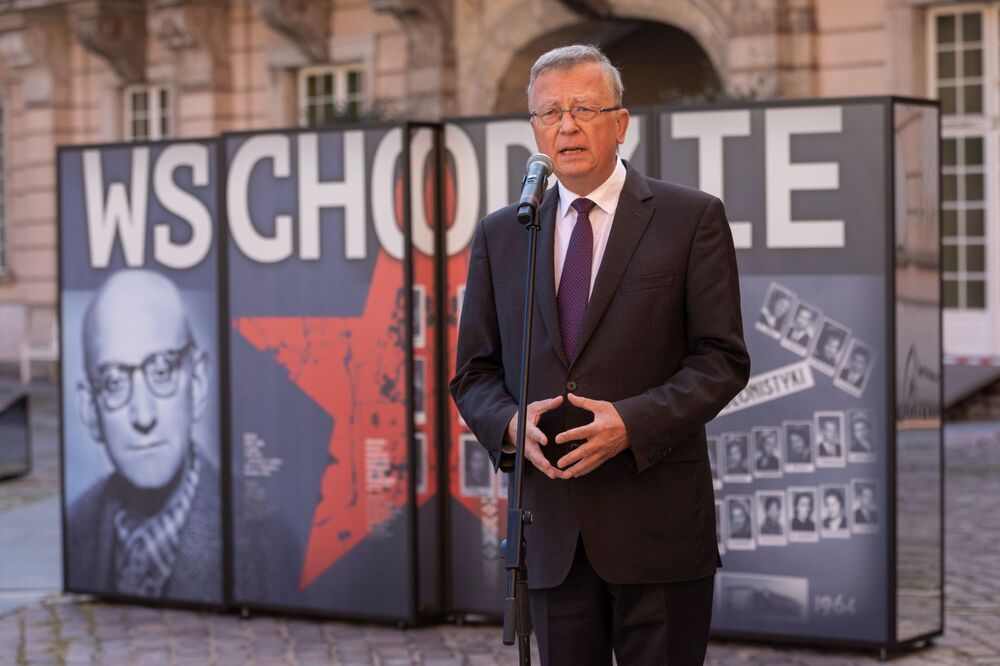 Prof. dr hab. Wojciech Fałkowski, dyrektor Zamku Królewskiego w Warszawie, podczas otwarcia wystawy IPN „Zostali na Wschodzie. Polska inteligencja w ZSRS 1945–1991” – Warszawa, 15 września 2022. Fot. Mikołaj Bujak (IPN)