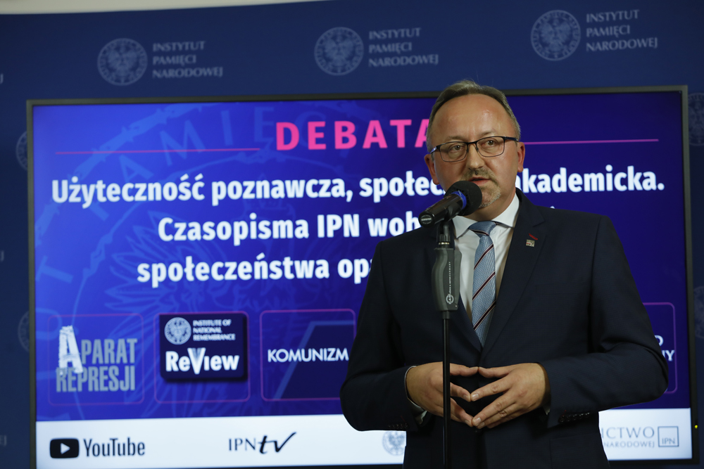 Dr hab. Karol Polejowski, zastępca prezesa IPN. Debata poświęcona periodykom naukowym wydawanym przez IPN – Warszawa, 5 października 2022. Fot. Piotr Życieński (IPN)