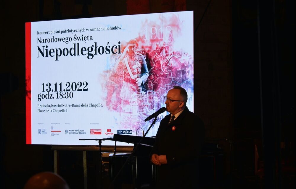Koncert pieśni patriotycznych w Brukseli. Dr hab. Karol Polejowski, zastępca prezesa Instytutu Pamięci Narodowej – 13 listopada 2022. Fot. Małgorzata Matysek (IPN)