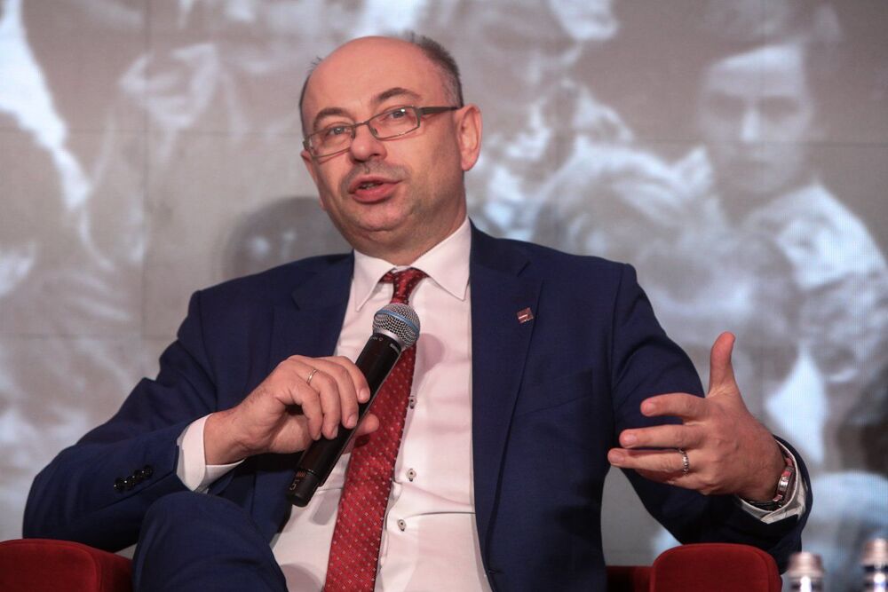 Dr Mateusz Szpytma, wiceprezes IPN podczas debaty towarzyszącej obchodom 40. rocznicy Duszpasterstwa Rolników – Warszawa, 2 grudnia 2022. Fot. Sławek Kasper (IPN)