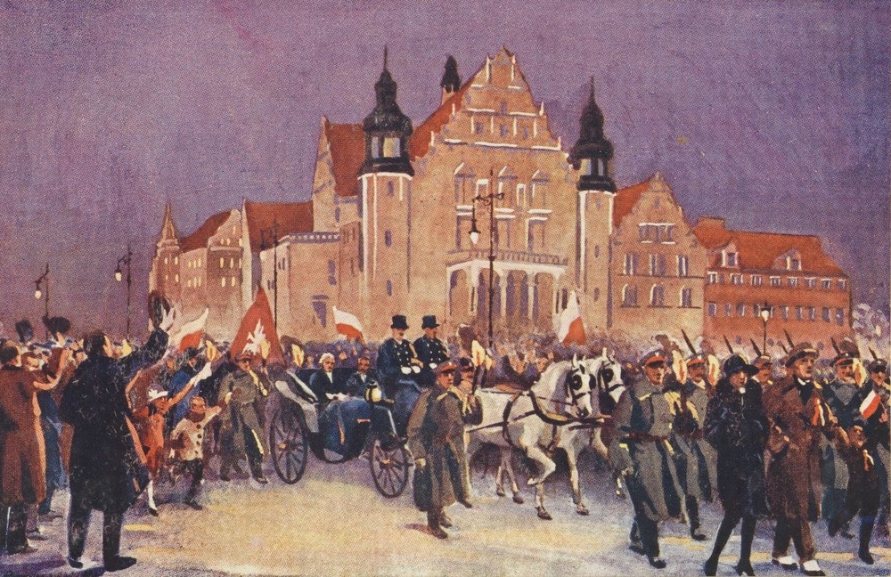 L. Prauziński, Wjazd I.J. Paderewskiego do Poznania 26 XII 1918 r. Pocztówka ze zb. Biblioteki Narodowej