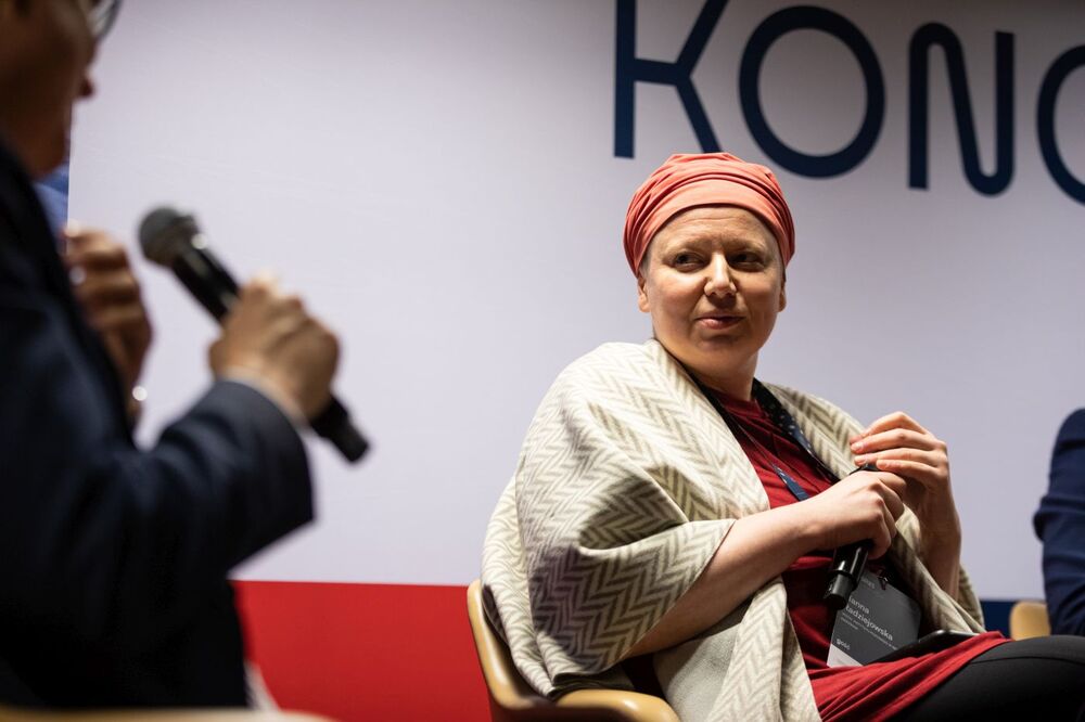 Hanna Radziejowska. Dyskusja „Polski soft power w świetle wyzwań geopolitycznych” podczas Kongresu „Niepodległa” – Warszawa, 12 stycznia 2023. Fot. Mikołaj Bujak (IPN)