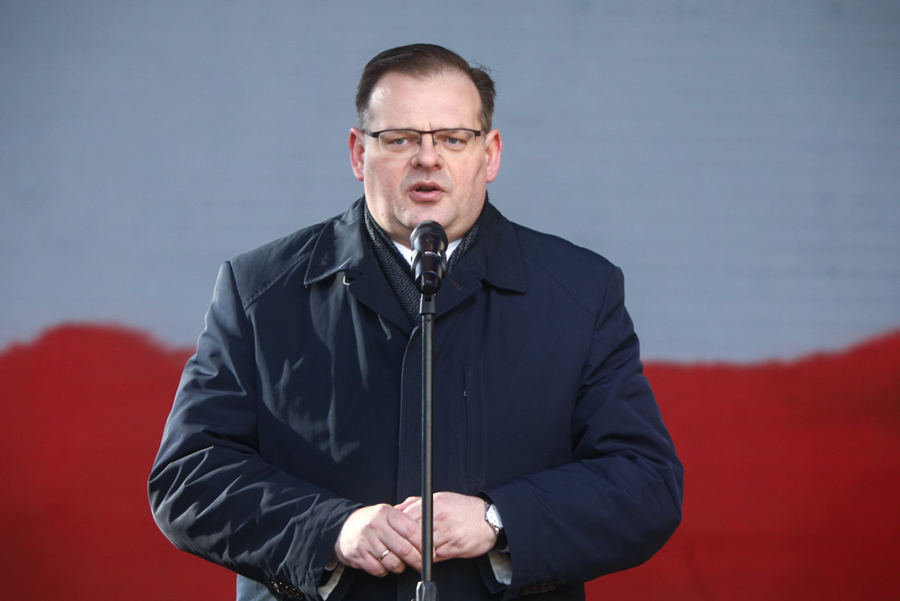 Szef Urzędu do Spraw Kombatantów i Osób Represjonowanych Jan Józef Kasprzyk. Obchody Narodowego Dnia Pamięci Żołnierzy Wyklętych w dawnym więzieniu mokotowskim – Warszawa, 1 marca 2023. Fot. Sławek Kasper (IPN)