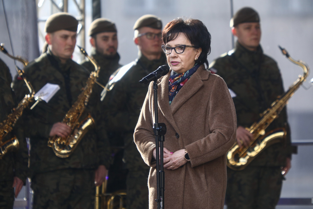 Marszałek Sejmu Elżbieta Witek podczas obchodów Narodowego Dnia Pamięci Żołnierzy Wyklętych w dawnym więzieniu mokotowskim – Warszawa, 1 marca 2023. Fot. Sławek Kasper (IPN)